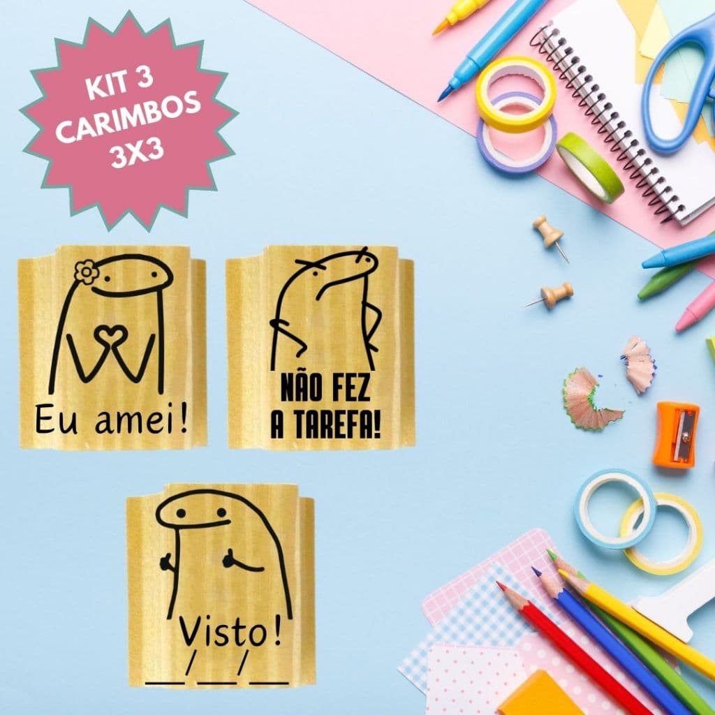 Mini Carimbo Pedagógico 3x3cm Kit Flork  Carimbo Professora Escolar Professor Educação Carimbo Infantil