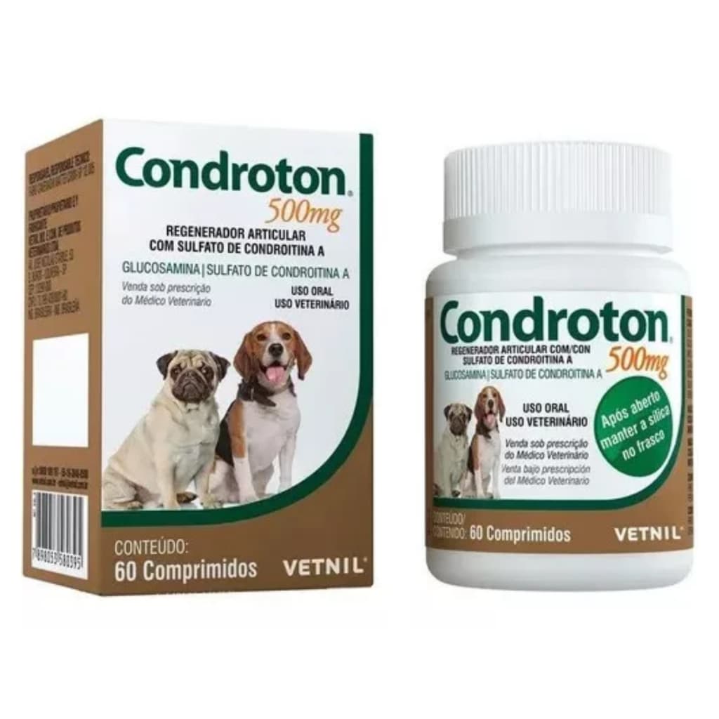 Regenerador Articular Condroton 500mg 60cp - Vetnil - Original