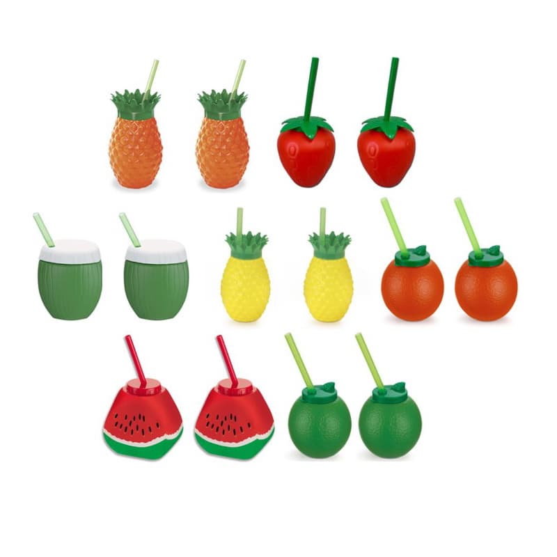 kit 14 copos abacaxi laranja melancia limão morango coco festa tropical carnaval