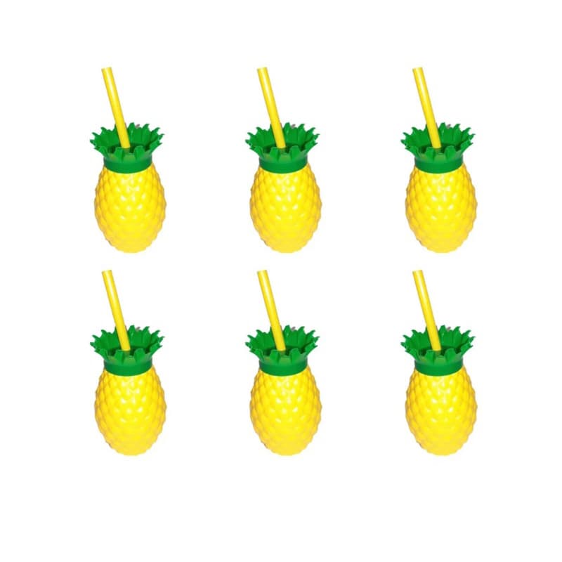 kit 6 copos abacaxi festa tropical carnaval