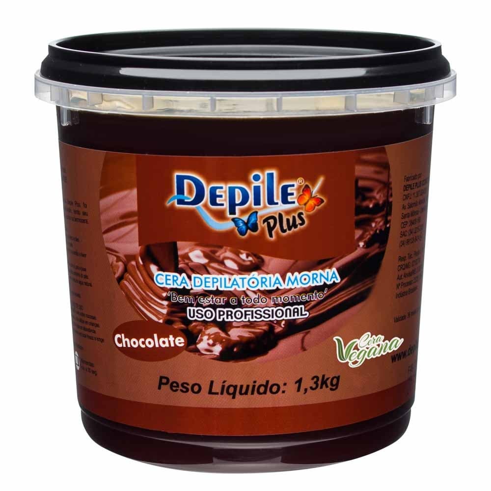 Depilação Cera Depilatória Chocolate Método Depile Plus Hidrossolúvel Pote Profissional 1,3 kg