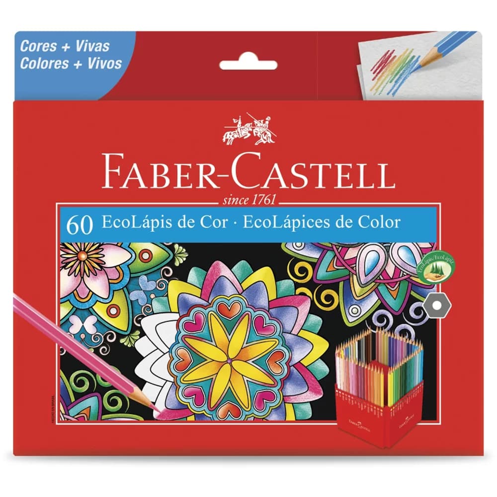 Lápis de Cor Sextavado EcoLápis 60 Cores Faber-Castell