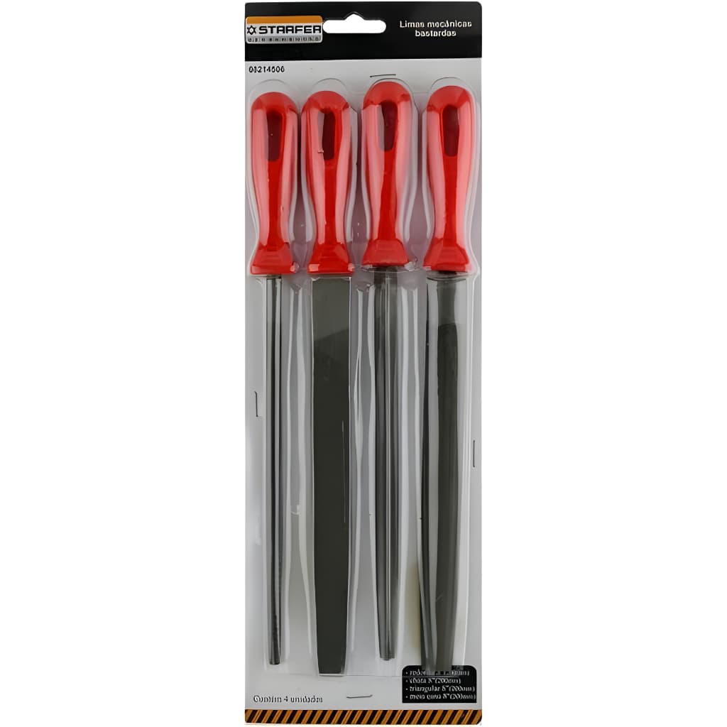 Jogo 4 Limas Mecânica Resistente 20cm Starfer Ferramentas