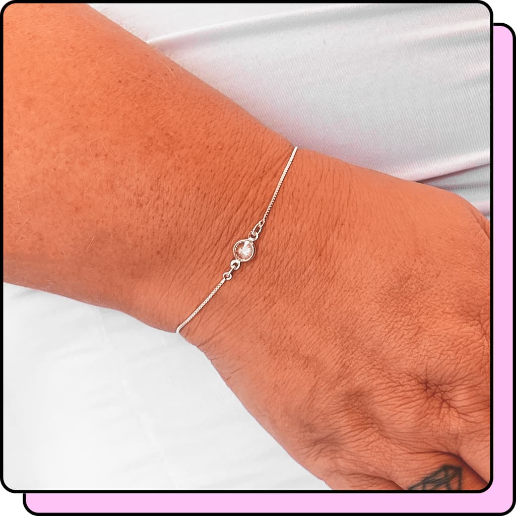 Pulseira Prata 925 Ponto de Luz Solitário Pulseiras Feminina Banhada