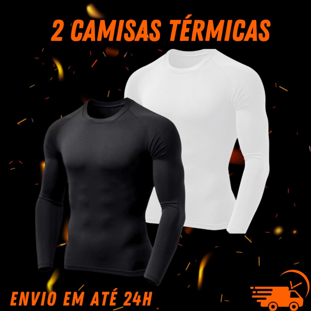 kit 2 Camisas Térmicas Masculinas Segunda Pele proteção Uv50+ proteção contra raio solar envio imediato