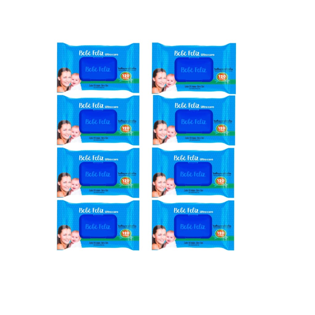 8 Lenço Umedecido Bebê Feliz Ultra Care 960un