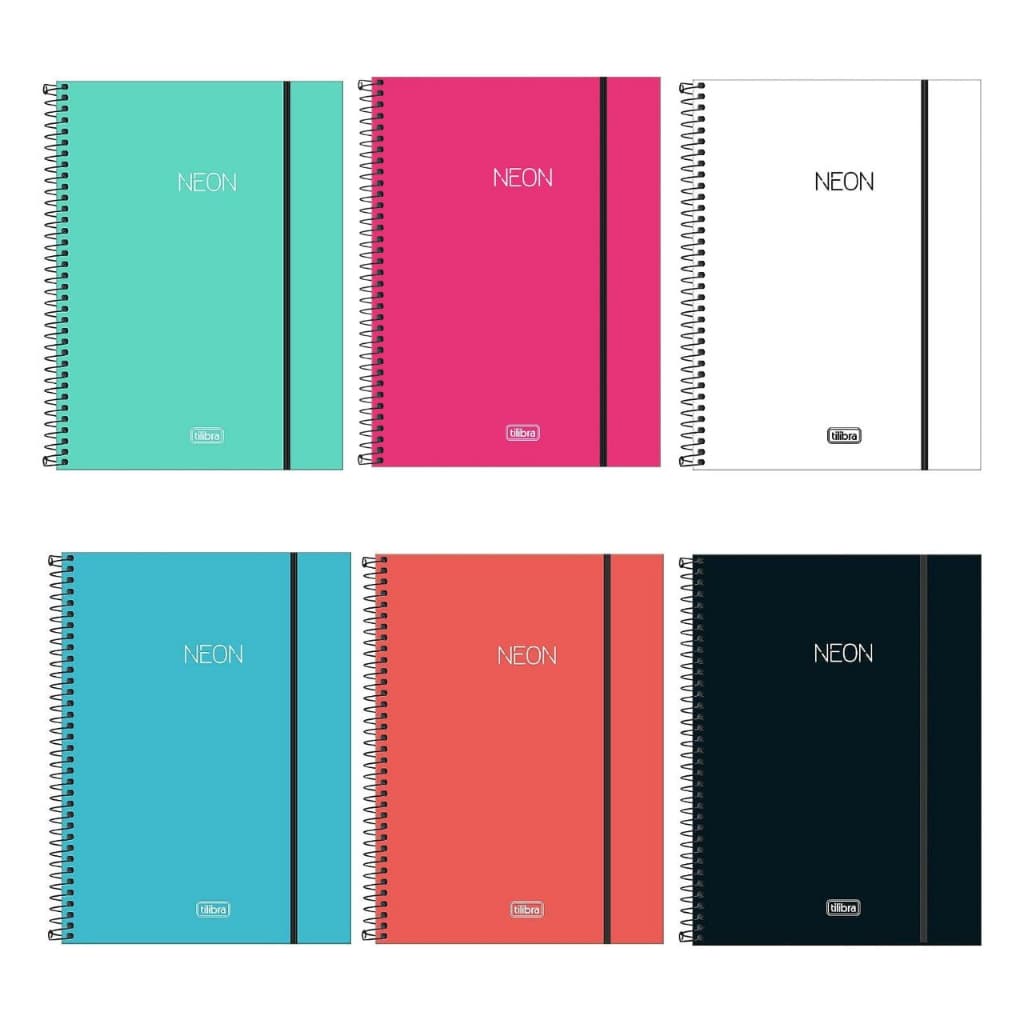Caderno Espiral Capa Plástica Universitário 1 Matéria Neon 80 Folhas Tilibra