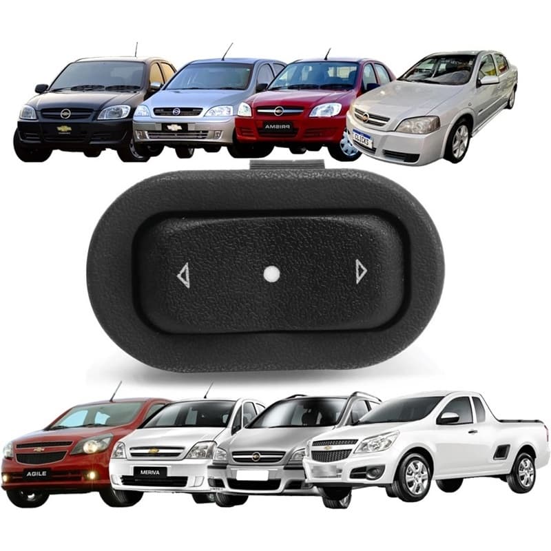 Interruptor Botão Vidro Elétrico Simples Agile Montana 2009 / 2014 Corsa 02/15 Led Azul