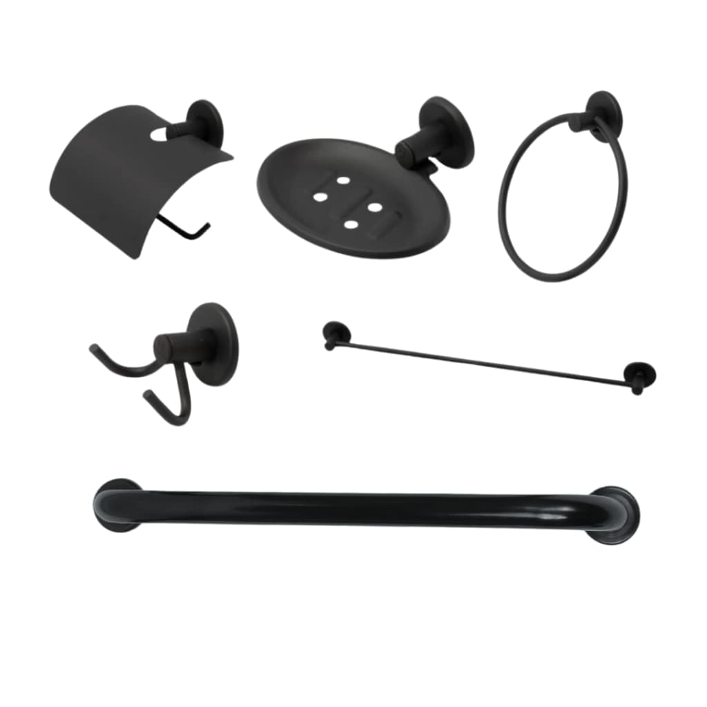 KIT BANHEIRO STANDER PRETO COM BARRA DE APOIO DE 50CM LINHA LUXO