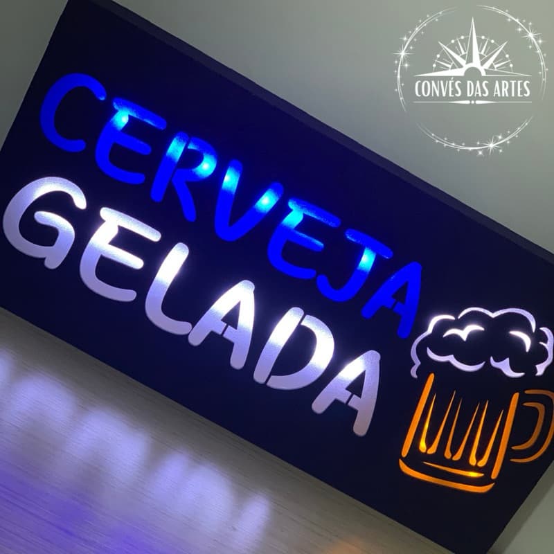 LUMINÁRIA PERSONALIZADA/Cervejaria/Display de acrílico com led/Painel Led/Luminoso/Abajur de mesa/Barbearia/Decoração
