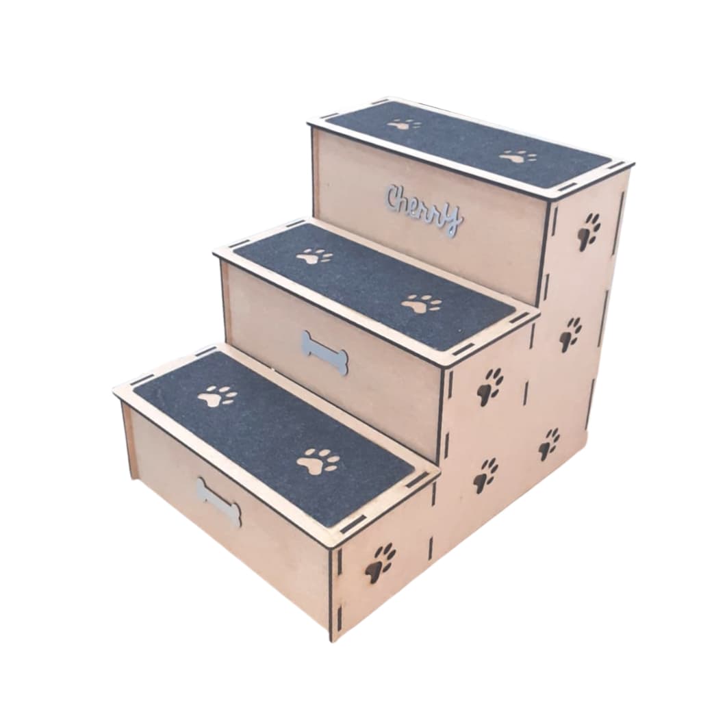 Escada Pet Mdf 50cm 3 Degraus Com Carpete Personalizada
