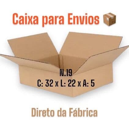 Kit Caixas de Papelão Envios 32x22x5 Papelão Ondulado Espessura 3mm para Envios e Transportes em Geral