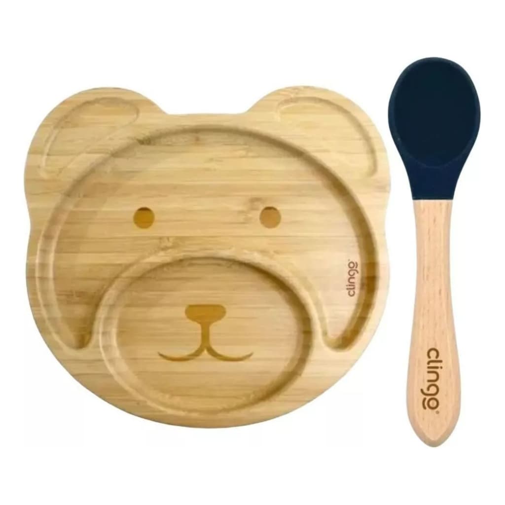 Kit infantil de Prato E Colher Bambu Infantil