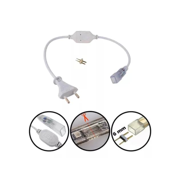 Conector Plug Tomada Bivolt P/ Fita Led 5050 Mangueira