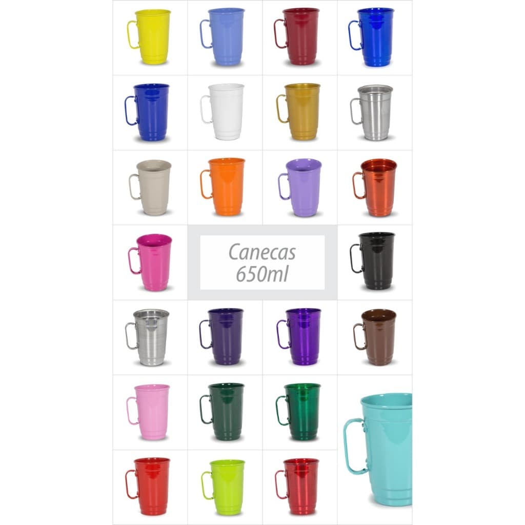 KIT COM 20 CANECAS DE 650 ML EM ALUMÍNIO