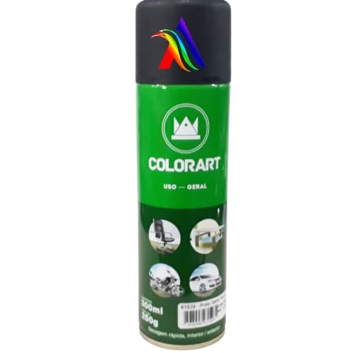 Spray Preto Semi Fosco Uso Geral Colorart