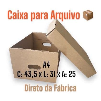 Kit Caixa De Papelão para Arquivo Mudança Envios Com Tampa e alça nas laterais 43,5X31X24,5 ARQUIVOS