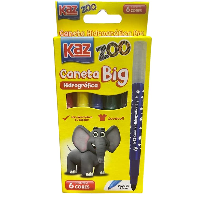 Caneta Hidrográfica Big 6 Cores 5.0 Mm - Kaz