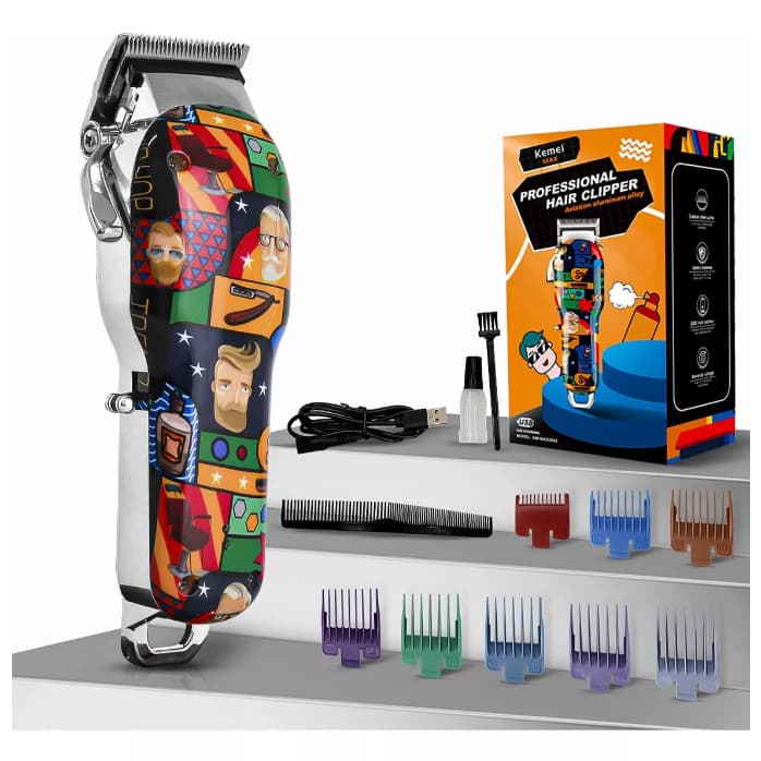 Máquina De Cortar Cabelo Profissional Grafites Max Sem Fio Nota com 8 pentes.