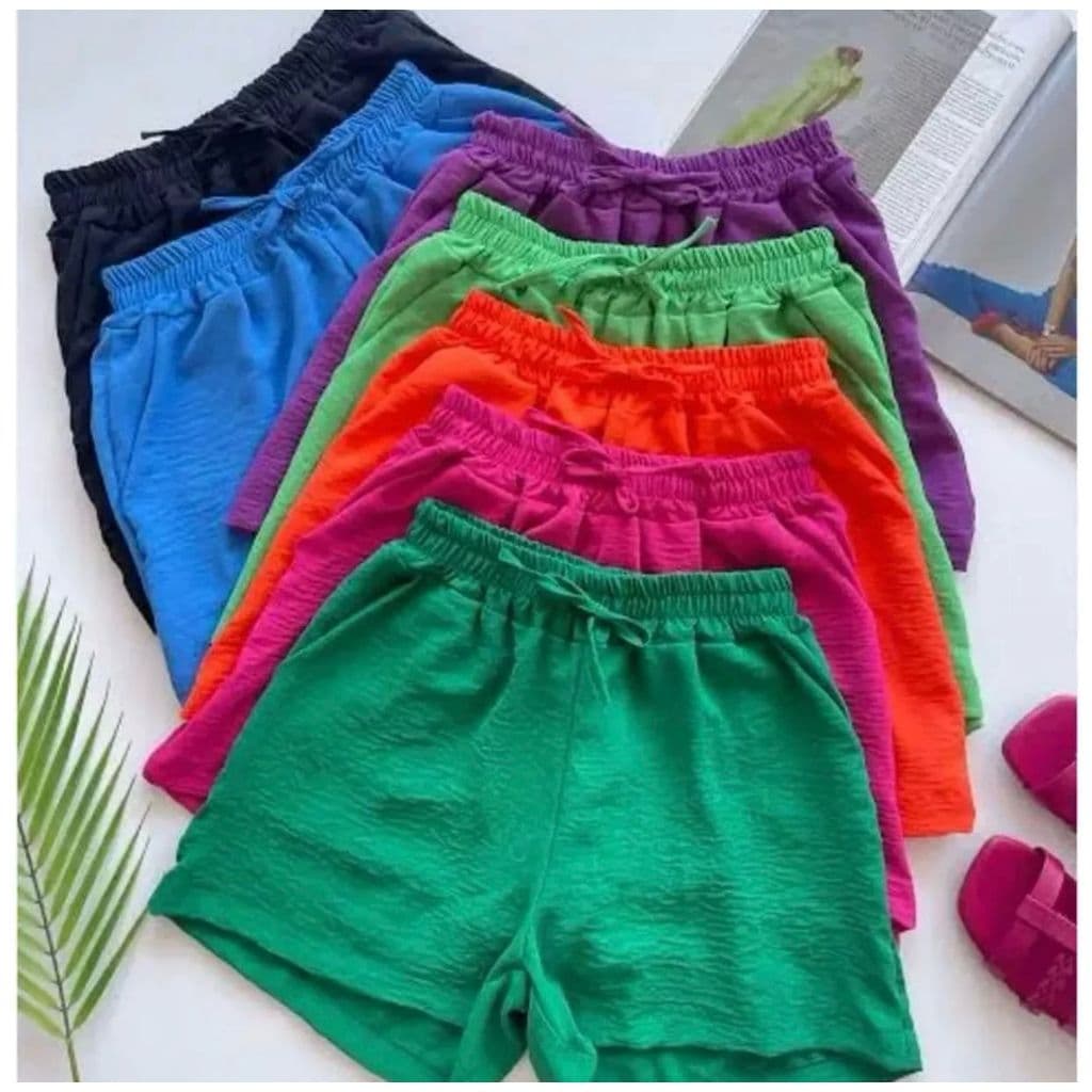 Shorts Feminino Curto Tecido Duna Com Elástico Moda Feminina
