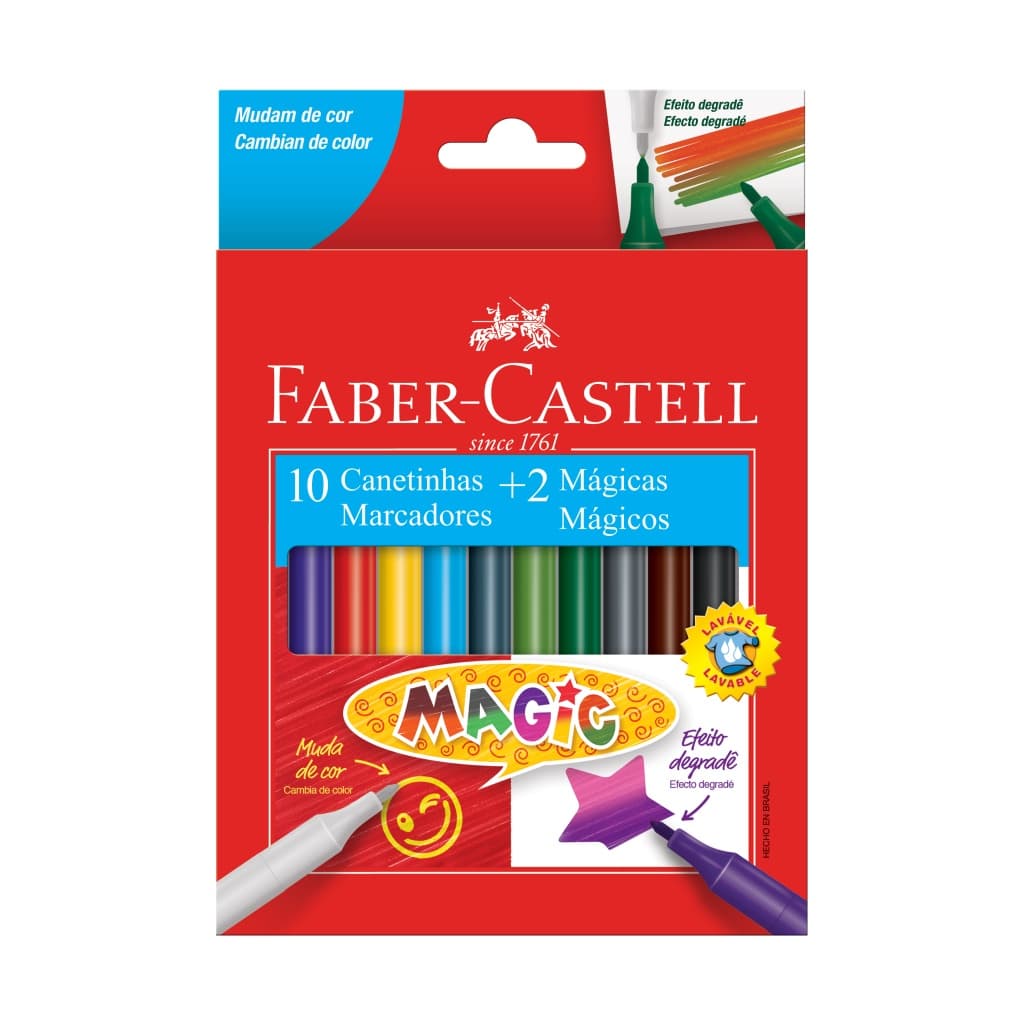 Canetinha Hidrográfica Mágica 10 Cores + 2 Mágicas - Faber-castell