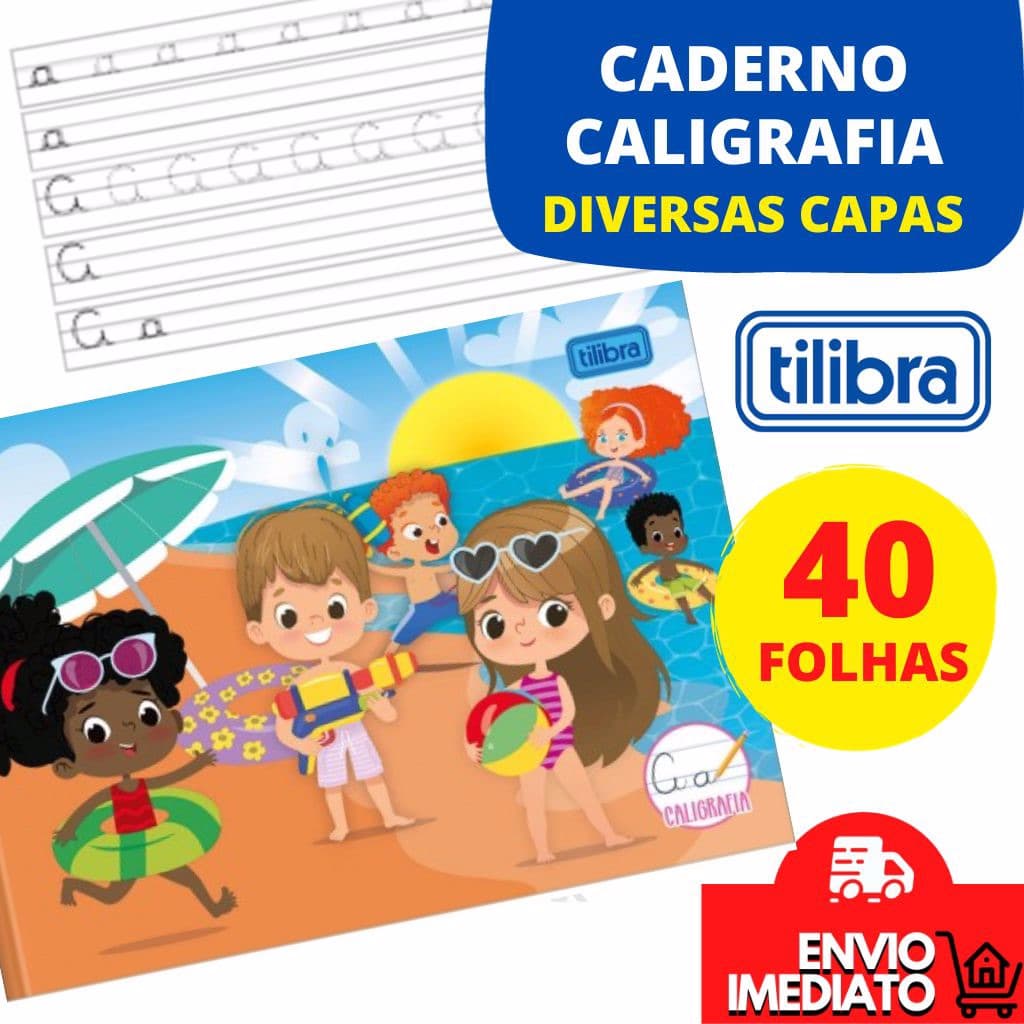 Caderno Caligrafia Pequeno Horizontal 40 Folhas TILIBRA Capa Dura Diversos Modelos 20x14cm