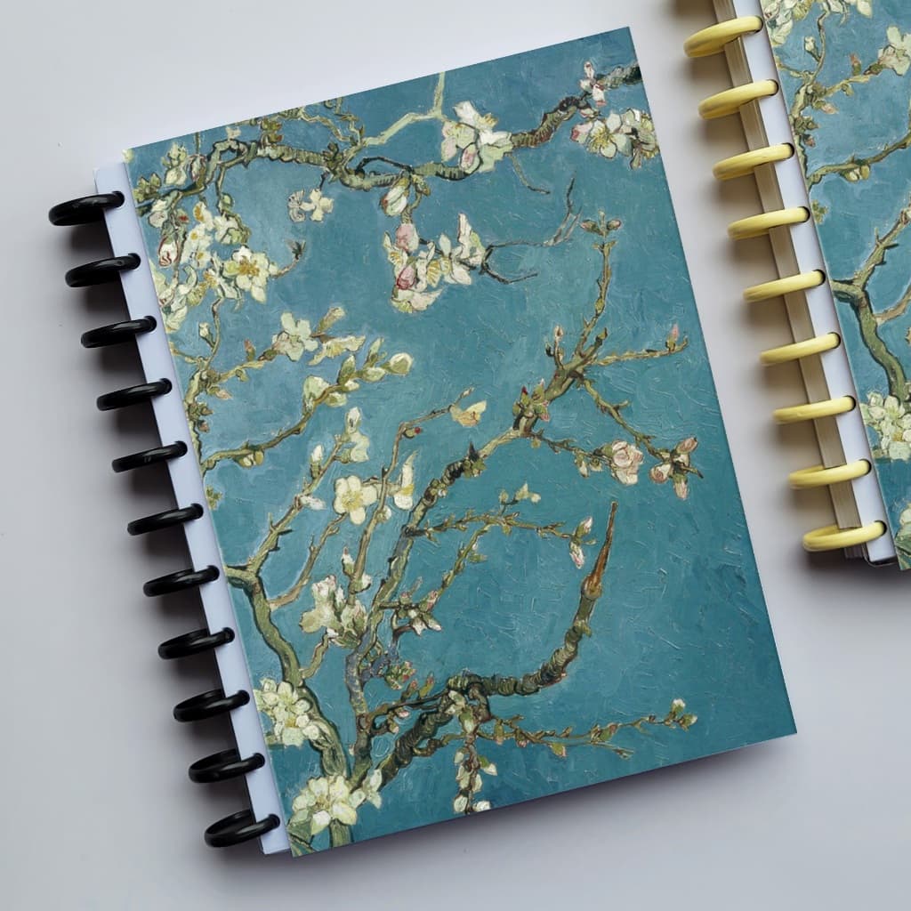Caderno de Discos Amendoeira em Flor Van Gogh A5 Universitário capa dura sistema inteligente