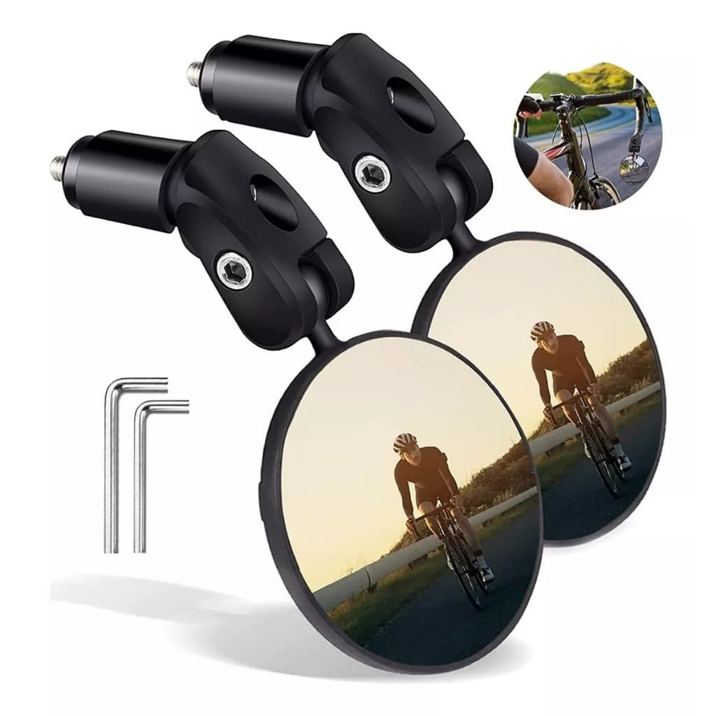 Par de Espelhos Retrovisor Bicicleta Bike Mirror Para Guidão Giratório 360°