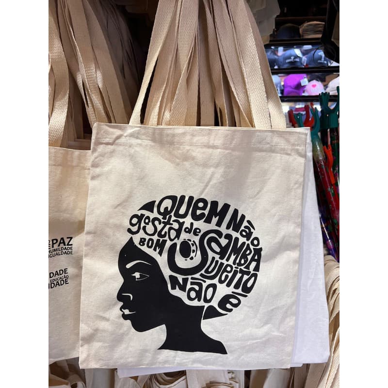 Ecobag Bolsa Sacola Ecológica Personalizada CABELO AFRO PRETA BLACK 100% Algodão