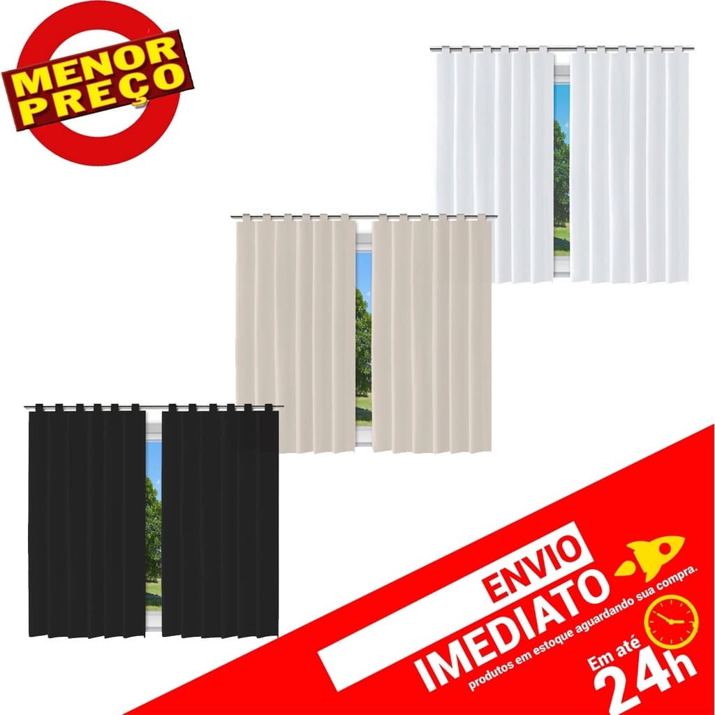 Cortina Blecaute Blackout Com Alça Corta luz 100% PVC Para Varão Quarto Sala Escritório