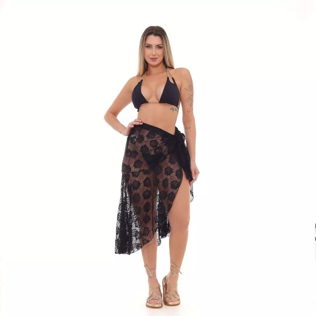 Saia Saída de Praia Moda Feminina com Renda
