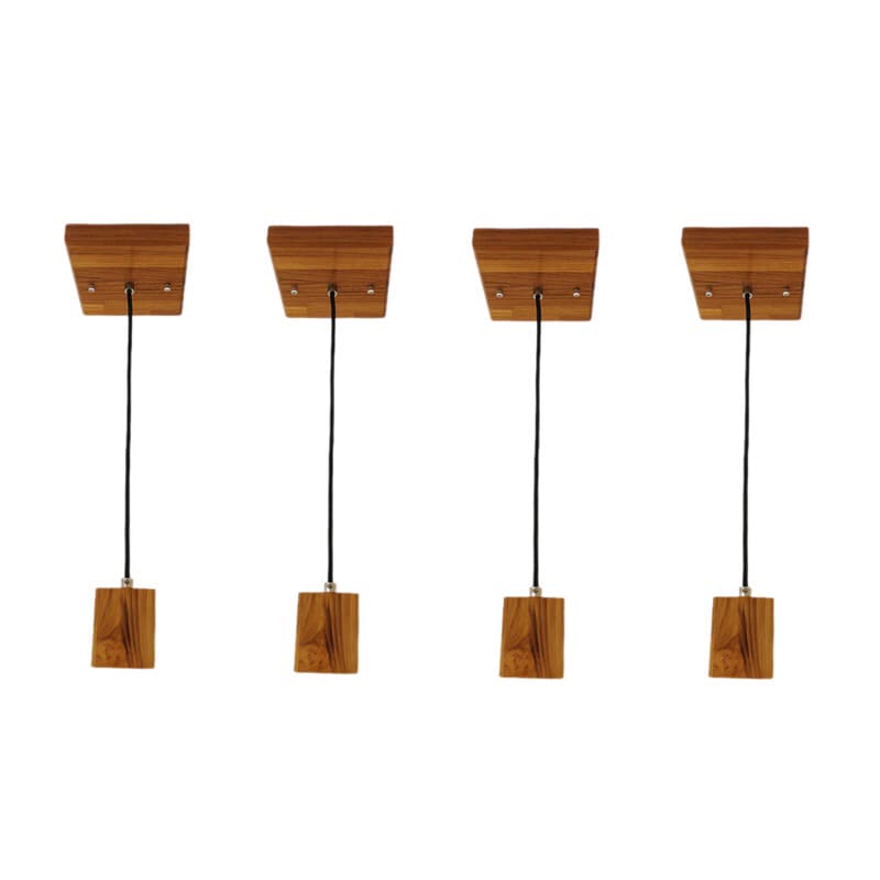 Pendente Madeira Maciça TECA Kit c/4 Pendentes soquete e27