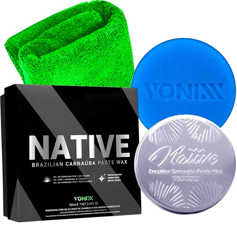 Cera De Carnaúba Native Vonixx Cera Automotiva 100ml Premium Toalha Kit