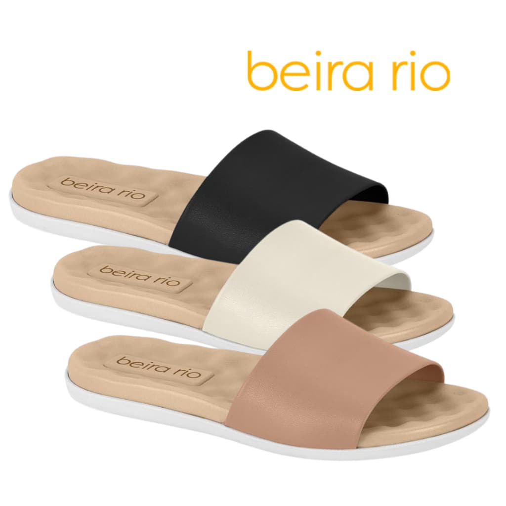Slide Chinelo Feminino Rasteira Beira Rio Conforto Napa Original Dia a Dia Esporao Fascite Plantara