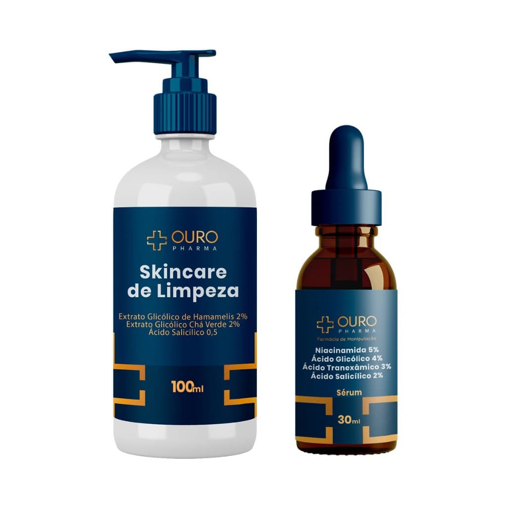 Kit Antiacne Skincare Ouro Pharma Anti-acne Gel de Limpeza + Sérum Skincare