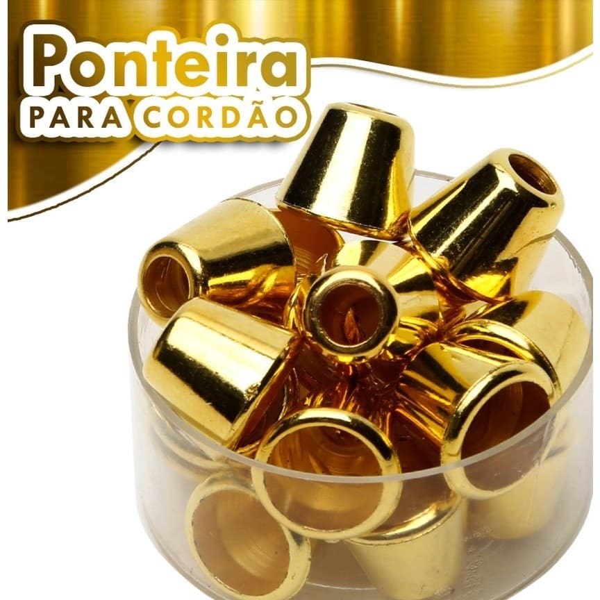 Ponteira OURO para Cordão / Pezinho - Papelaria Personalizados de luxo