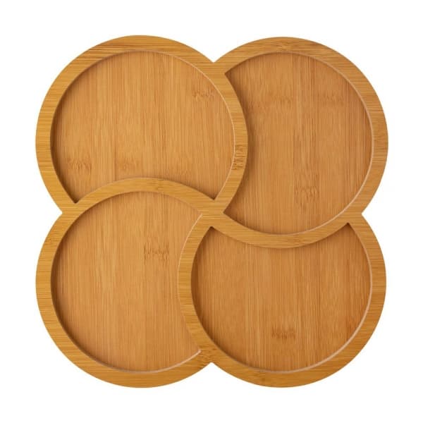 Gamela Petisqueira MDF 30x26Cm Bandeja Trevo 4 Divisorias Para Petiscos Como Churrasco Frios Comida Prática E Fácil