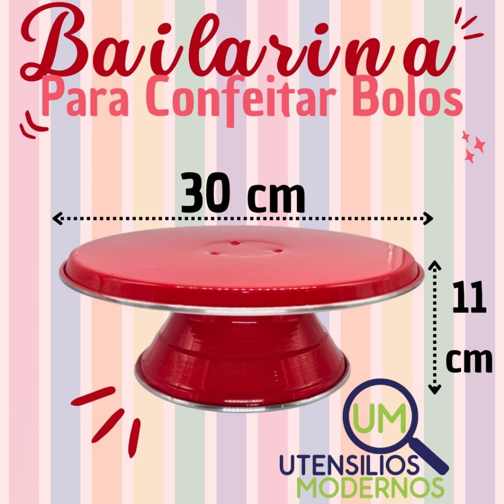 Suporte de Bailarina Giratória de Bolo aluminio 30 cm Boleira Giratoria Bailarina Confeitar Torta ( bailarina bolo, Bailarina de Bolo Giratorio, Bailarina Giratorio,Bailarina para Bolo)