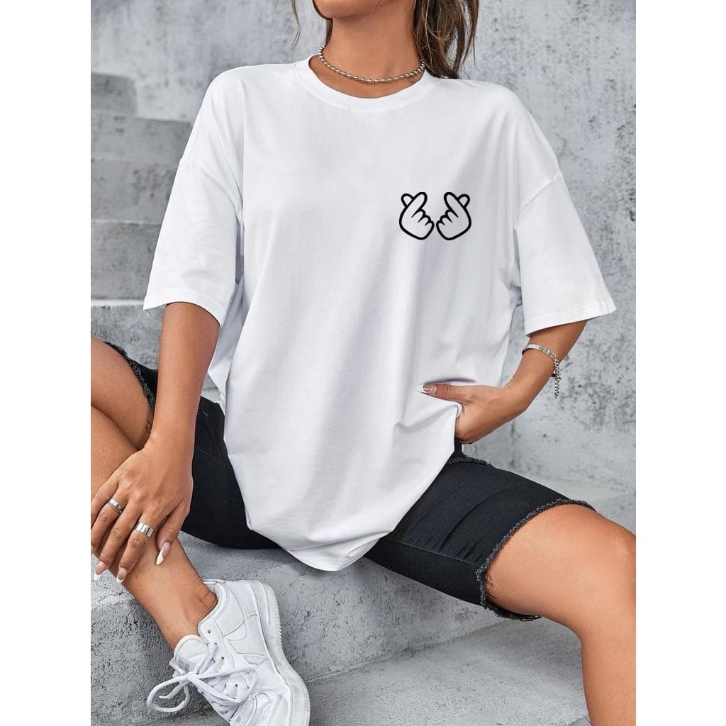 Camiseta Coração Coreano Lateral 100% Algodão