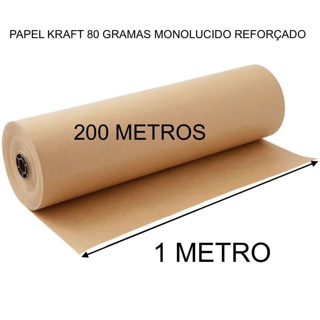 Bobina Papel Kraft 100 Cm Pardo Monolúcido 80gr 200 Metros