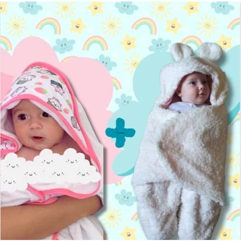 Kit Saco de dormir para Bebê Recém Nascido e toalha com capuz para bebe Recém Nascido infantil