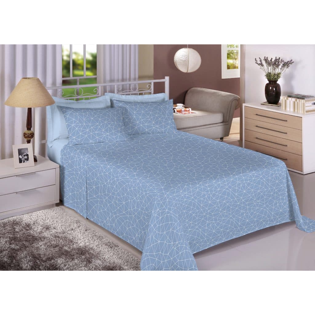 Jogo de Cama Lençol Casal 3 peças 100% Algodão Estampado Bainha lençol de cima