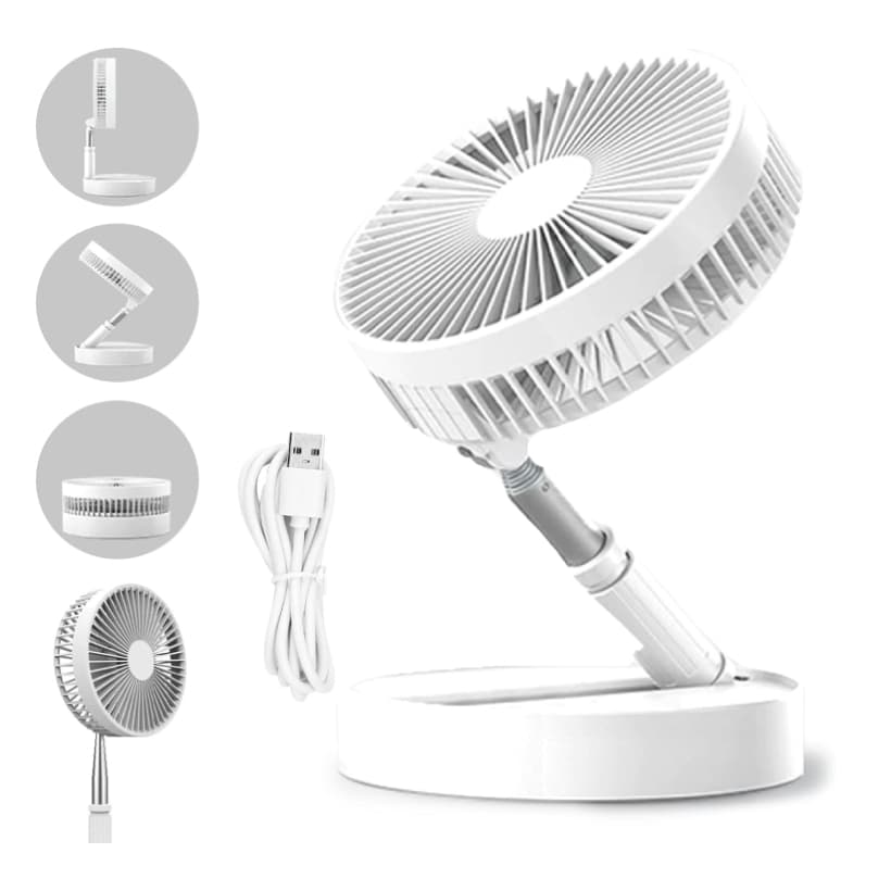 VENTILADOR PORTÁTIL SILENCIOSO, SEM FIO E DOBRAVEL - BRANCO - 1M DE ALTURA