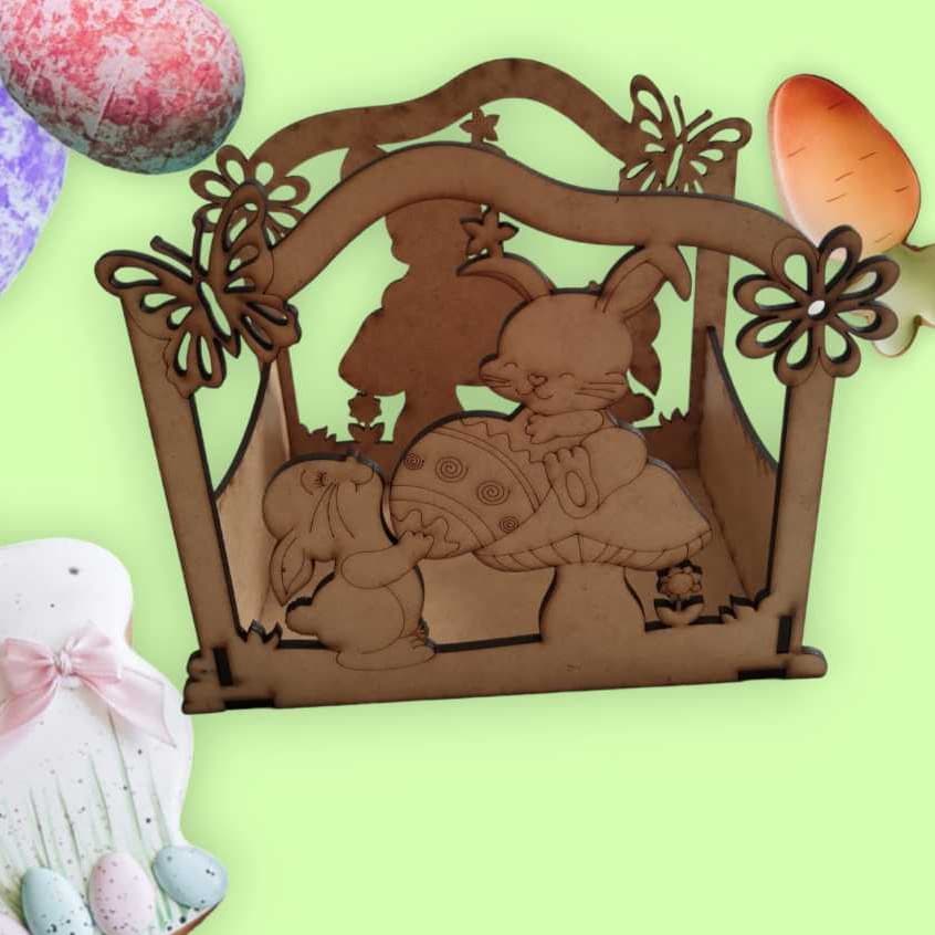 Kit com 5 Cesta de Pascoa Decorada em MDF
