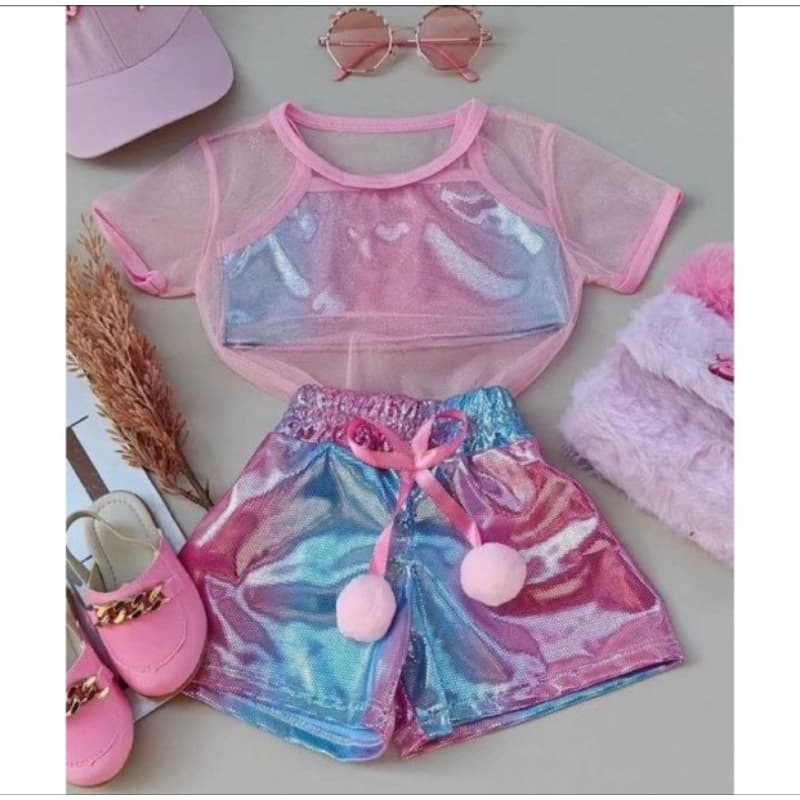 Conjunto infantil holográfico 3 peças