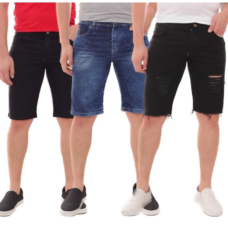 Kit 3 Bermudas Jeans Moda Masculina Jeans Premium