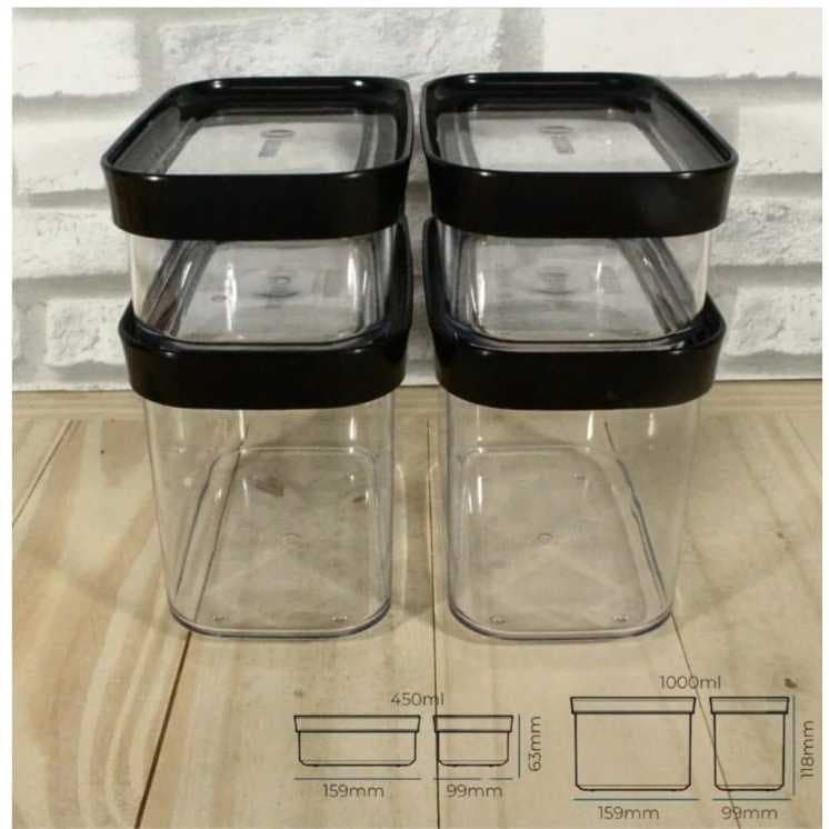 Conjunto De 4 Potes Herméticos Modulo 90 De 450 e 1000 ml