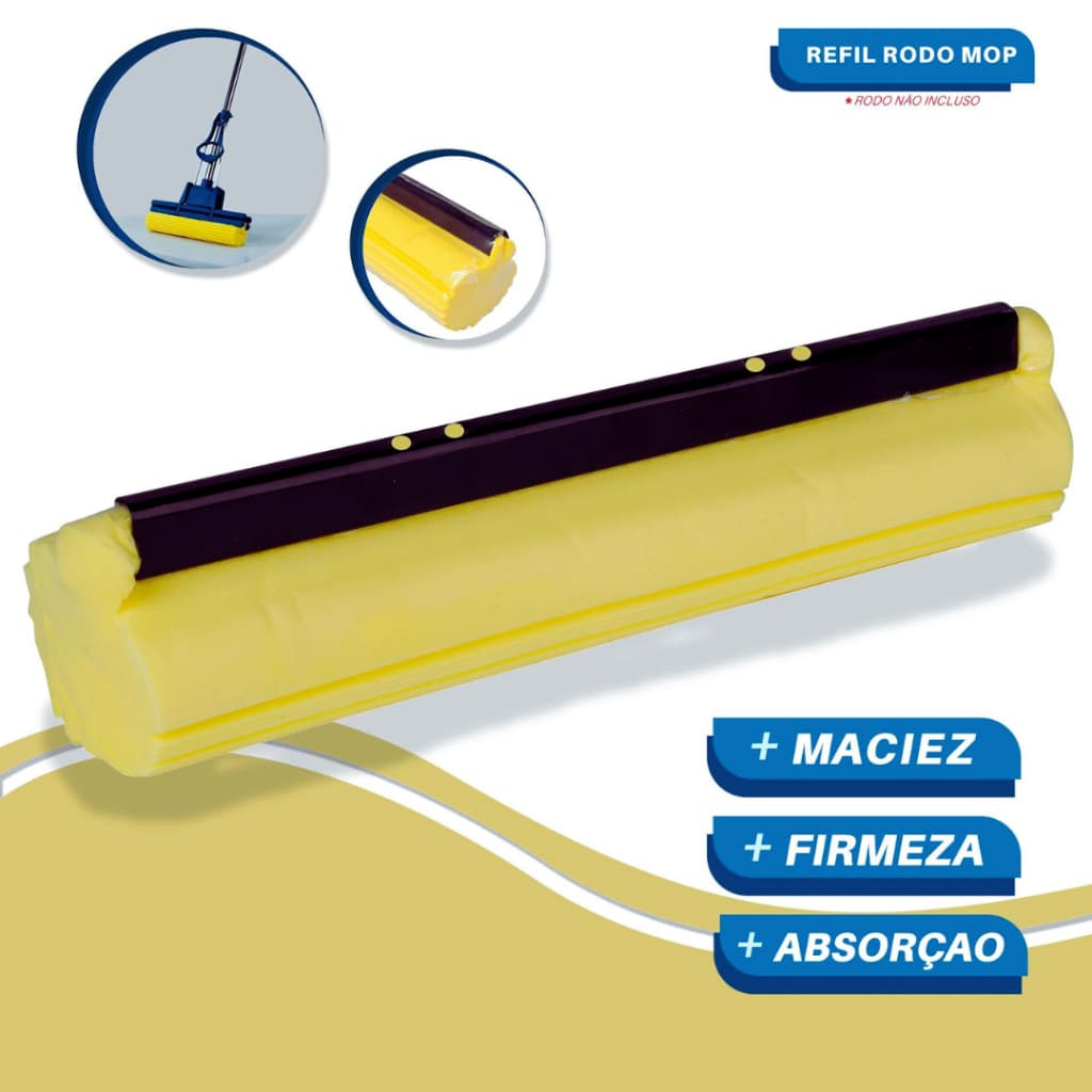 Refil Rodo Magico Mop 27 Cm Ultilidade Casa Limpeza Esfregao Esponja Macia extra Absorvente