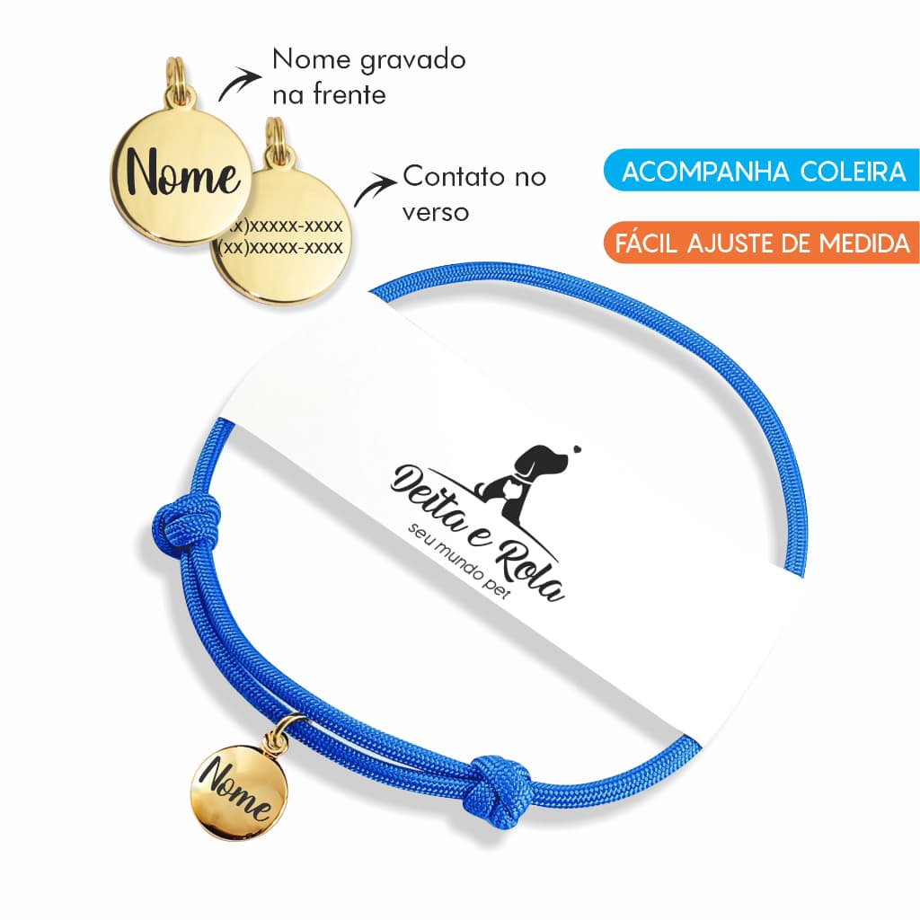 Coleira Personalizada de Identificação Cachorro Gato Cão