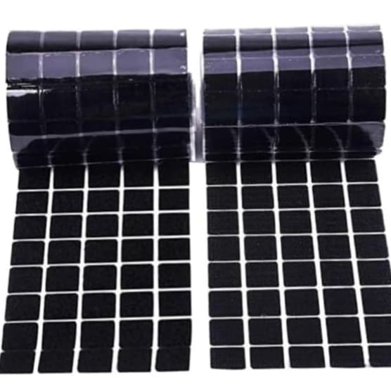 Kit Pares Fecho de Contato Quadrado (2CM) Autocolante Adesivo Dupla Face - PRETO